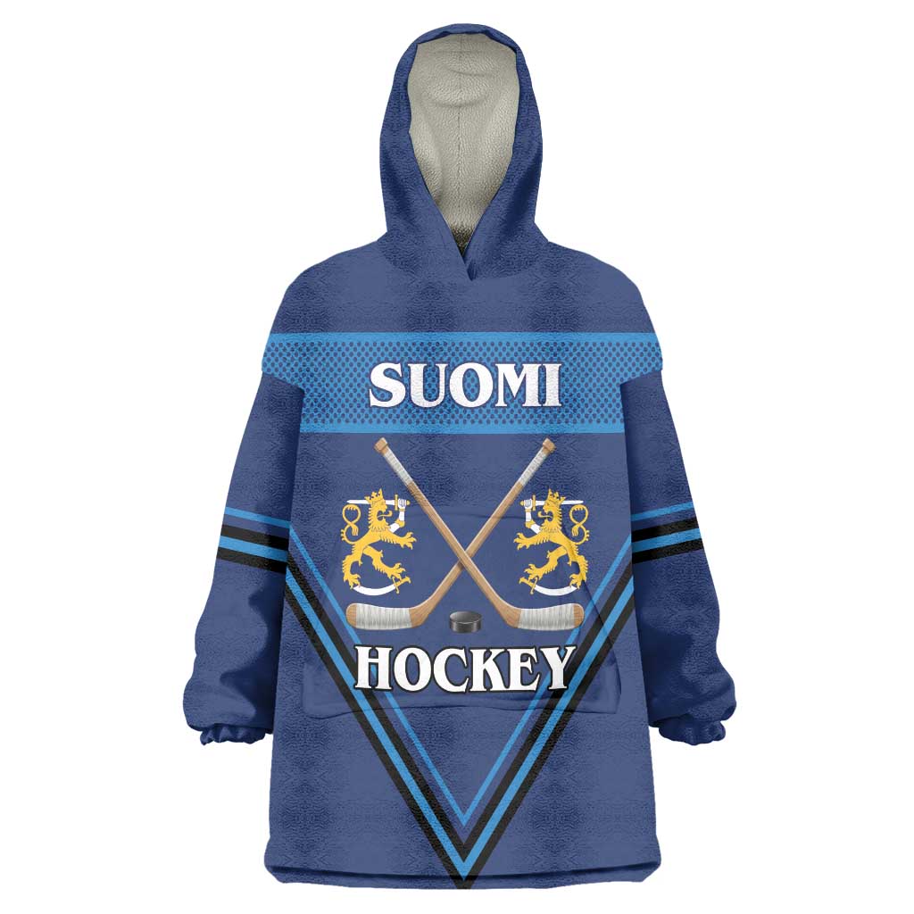 Finland Hockey Custom Wearable Blanket Hoodie Suomi Lion Ice Pride 2026 Blue Version