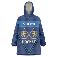 Finland Hockey Custom Wearable Blanket Hoodie Suomi Lion Ice Pride 2026 Blue Version