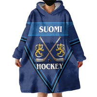 Finland Hockey Custom Wearable Blanket Hoodie Suomi Lion Ice Pride 2026 Blue Version