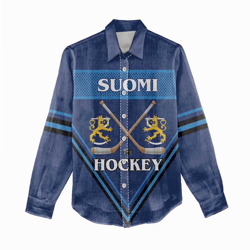 Finland Hockey Custom Women Casual Shirt Suomi Lion Ice Pride 2026 Blue Version