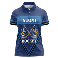 Finland Hockey Custom Women Polo Shirt Suomi Lion Ice Pride 2026 Blue Version