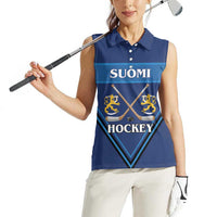 Finland Hockey Custom Women Sleeveless Polo Shirt Suomi Lion Ice Pride 2026 Blue Version