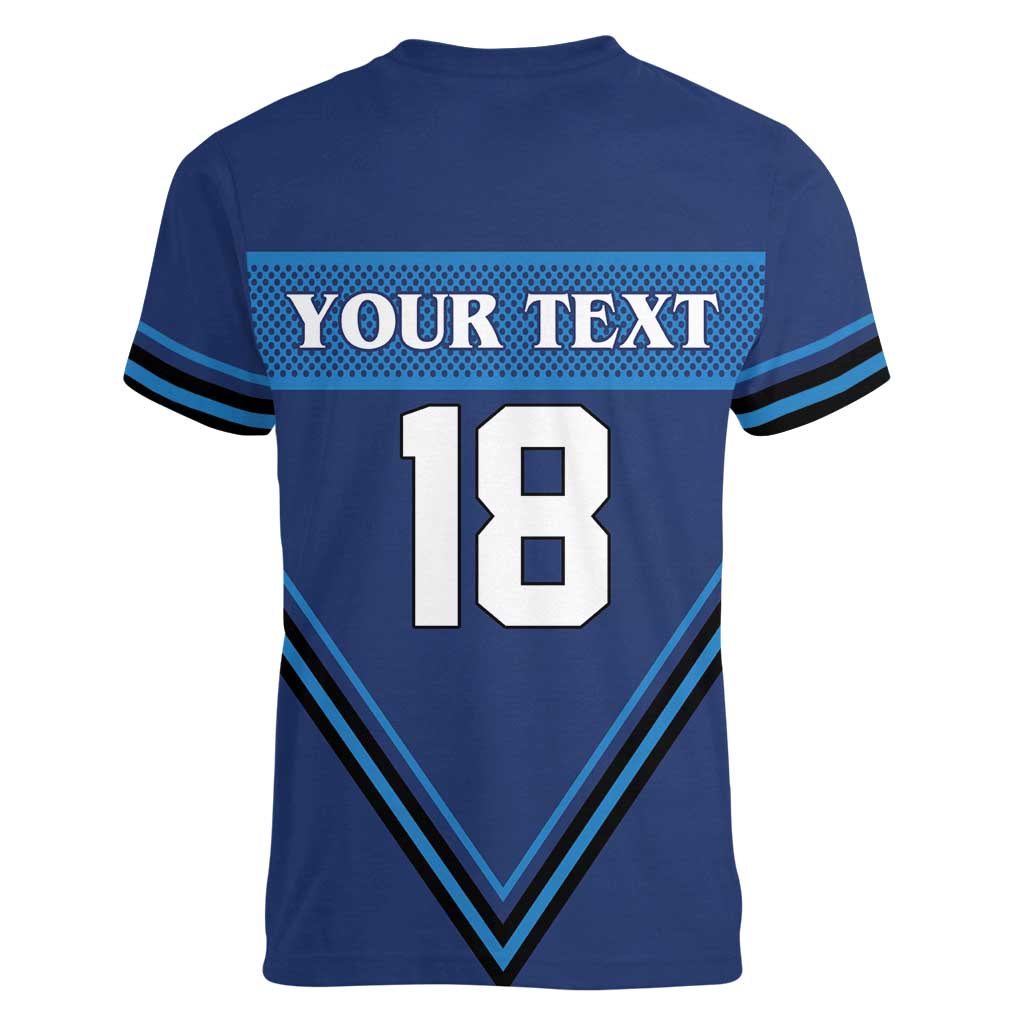 Finland Hockey Custom Women V-Neck T-Shirt Suomi Lion Ice Pride 2026 Blue Version