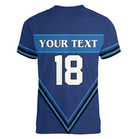 Finland Hockey Custom Women V-Neck T-Shirt Suomi Lion Ice Pride 2026 Blue Version