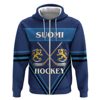 Finland Hockey Custom Zip Hoodie Suomi Lion Ice Pride 2026 Blue Version