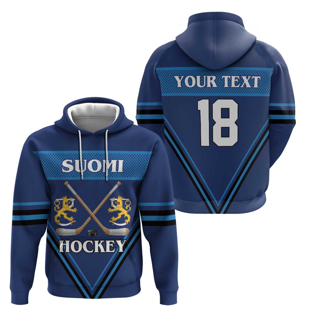 Finland Hockey Custom Zip Hoodie Suomi Lion Ice Pride 2026 Blue Version