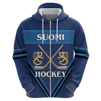 Finland Hockey Custom Zip Hoodie Suomi Lion Ice Pride 2026 Blue Version