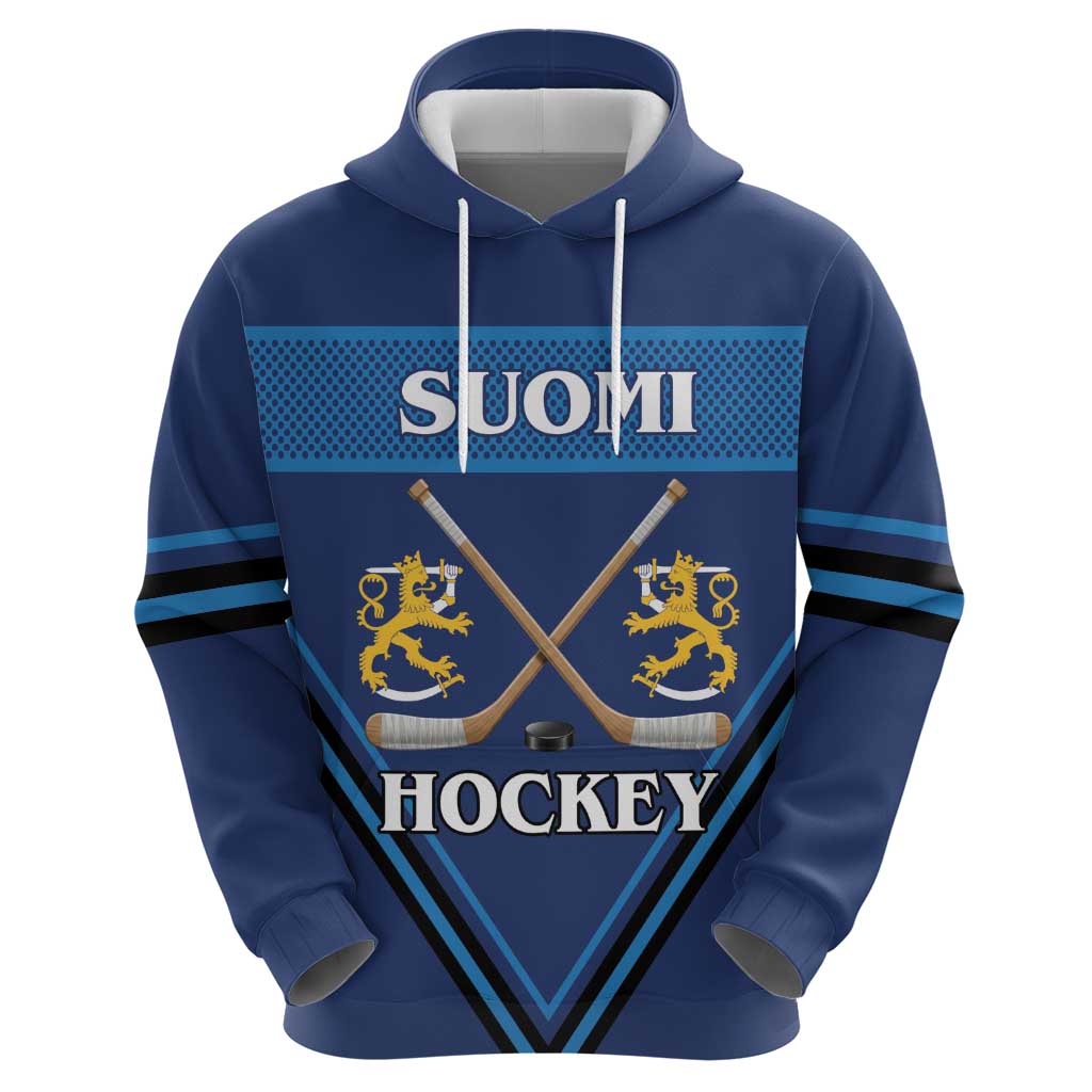 Finland Hockey Custom Zip Hoodie Suomi Lion Ice Pride 2026 Blue Version