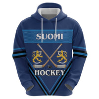 Finland Hockey Custom Zip Hoodie Suomi Lion Ice Pride 2026 Blue Version