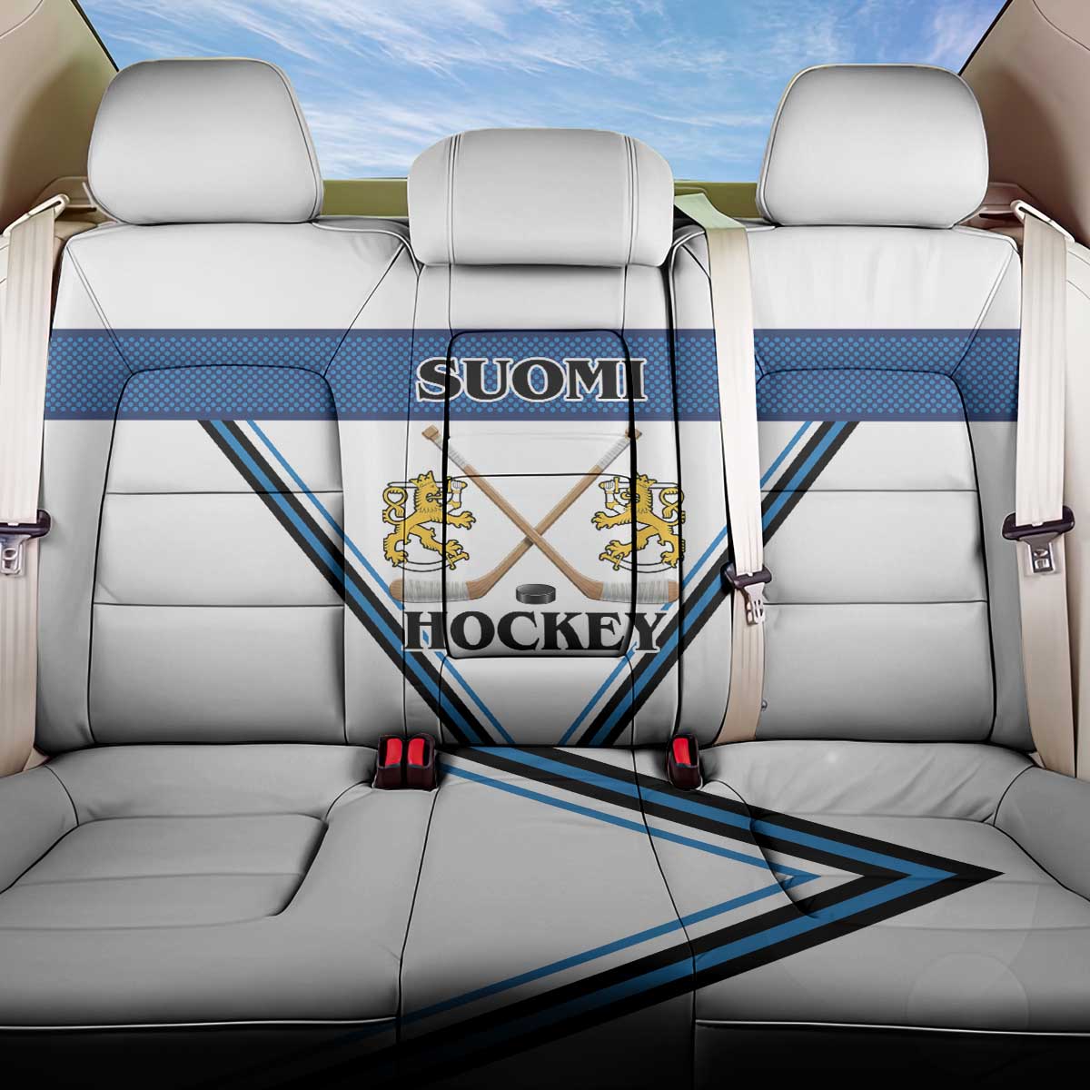 Finland Hockey Back Car Seat Cover Suomi Lion Ice Pride 2026 White Version