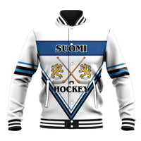 Finland Hockey Custom Baseball Jacket Suomi Lion Ice Pride 2026 White Version
