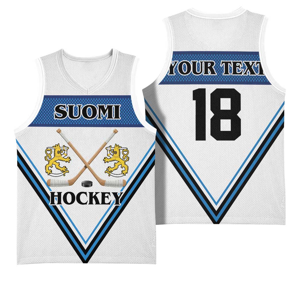 Finland Hockey Custom Basketball Jersey Suomi Lion Ice Pride 2026 White Version
