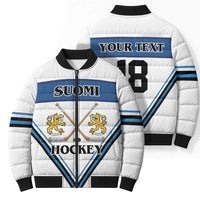 Finland Hockey Custom Bomber Puffer Jacket Suomi Lion Ice Pride 2026 White Version