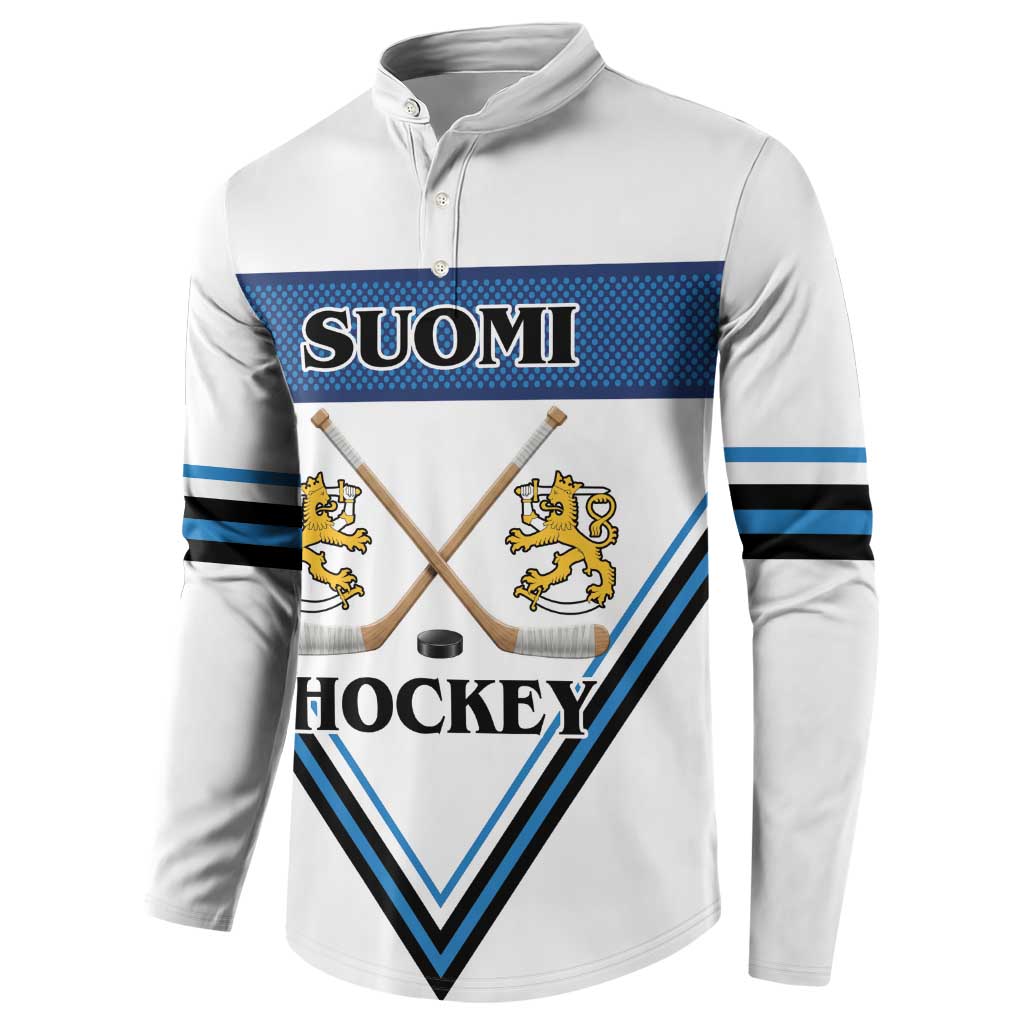 Finland Hockey Custom Button Sweatshirt Suomi Lion Ice Pride 2026 White Version