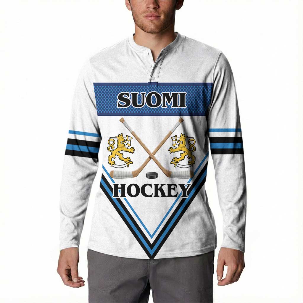 Finland Hockey Custom Button Sweatshirt Suomi Lion Ice Pride 2026 White Version