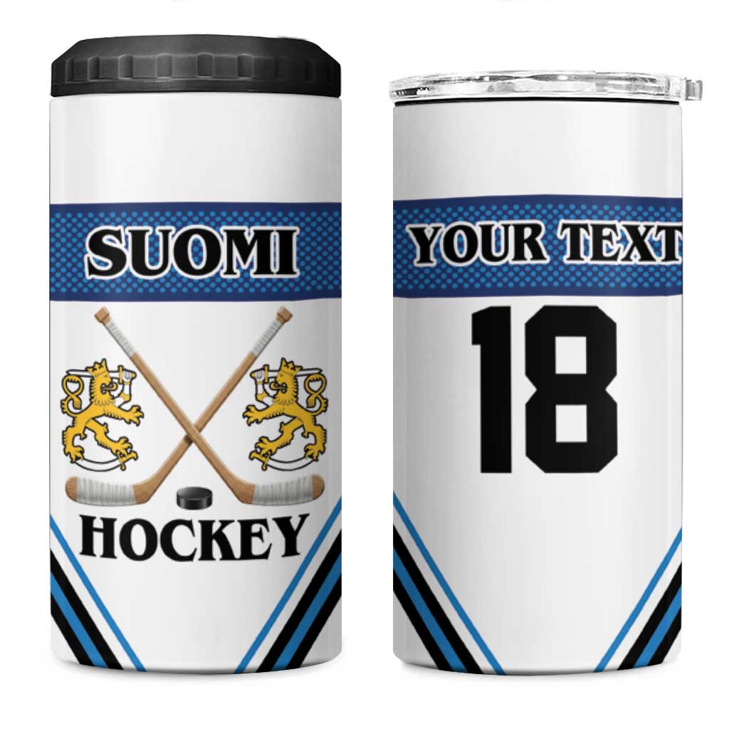 Finland Hockey Custom 4 in 1 Can Cooler Tumbler Suomi Lion Ice Pride 2026 White Version