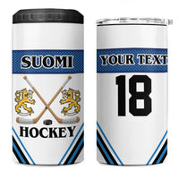 Finland Hockey Custom 4 in 1 Can Cooler Tumbler Suomi Lion Ice Pride 2026 White Version