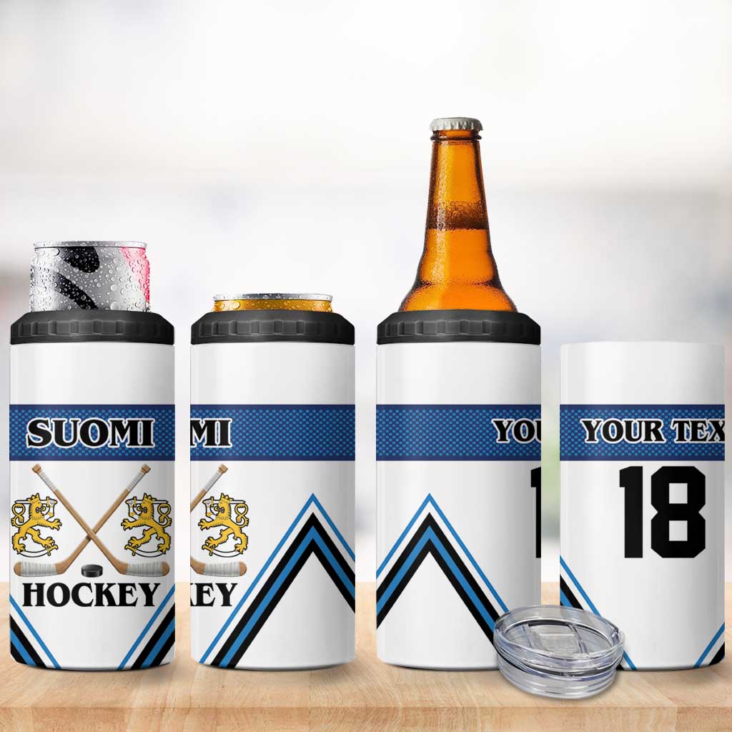 Finland Hockey Custom 4 in 1 Can Cooler Tumbler Suomi Lion Ice Pride 2026 White Version