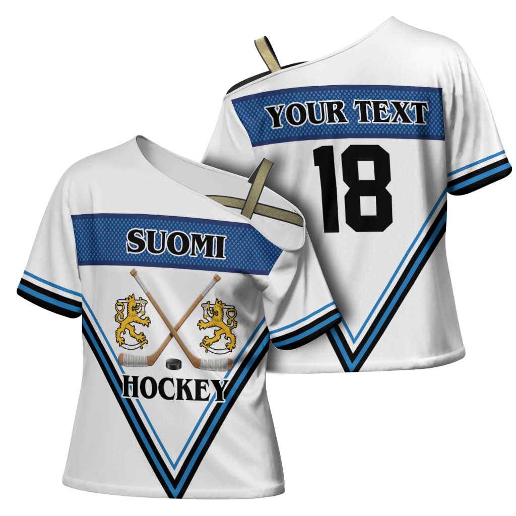 Finland Hockey Custom Cross Shoulder Shirt Suomi Lion Ice Pride 2026 White Version
