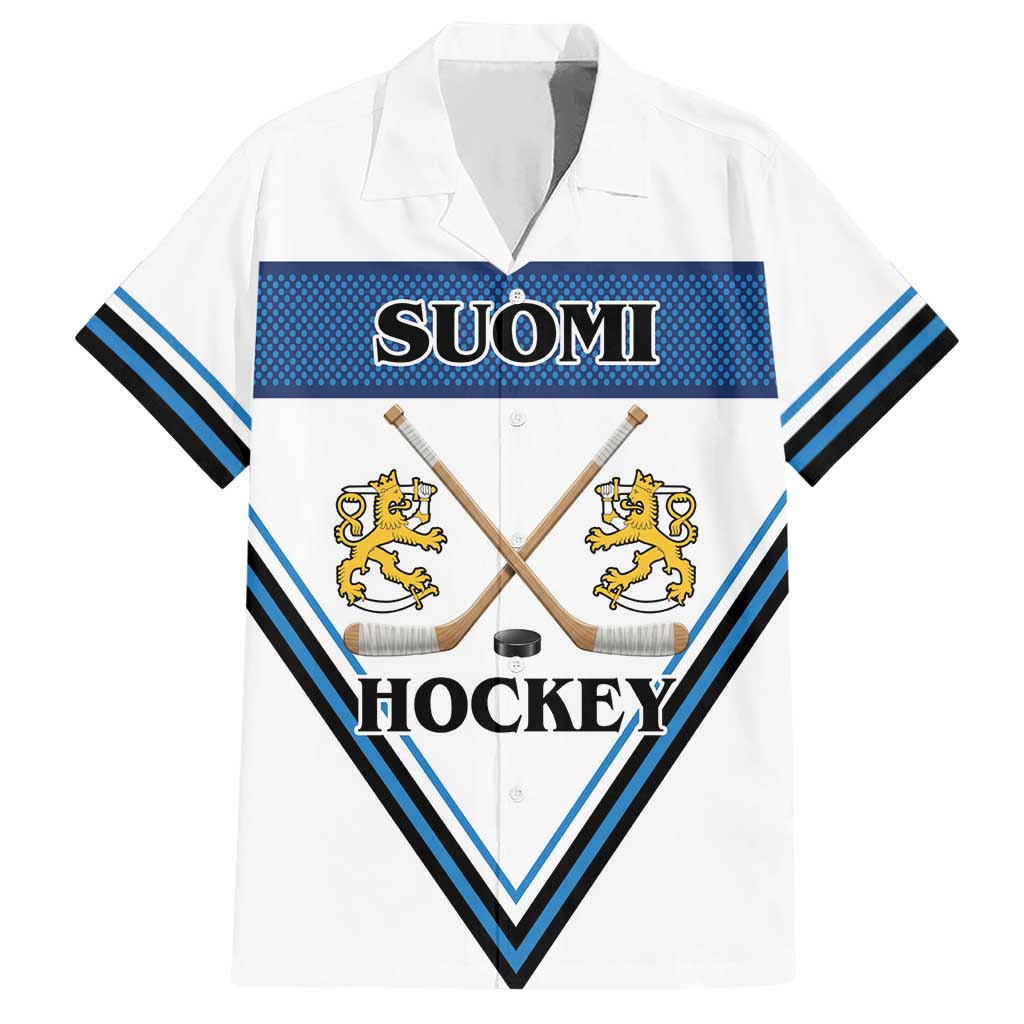 Finland Hockey Custom Hawaiian Shirt Suomi Lion Ice Pride 2026 White Version
