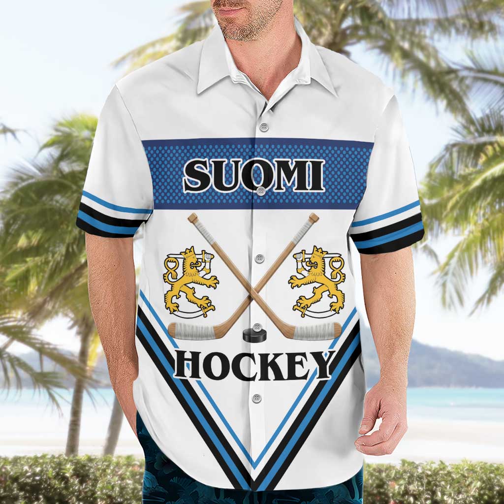 Finland Hockey Custom Hawaiian Shirt Suomi Lion Ice Pride 2026 White Version