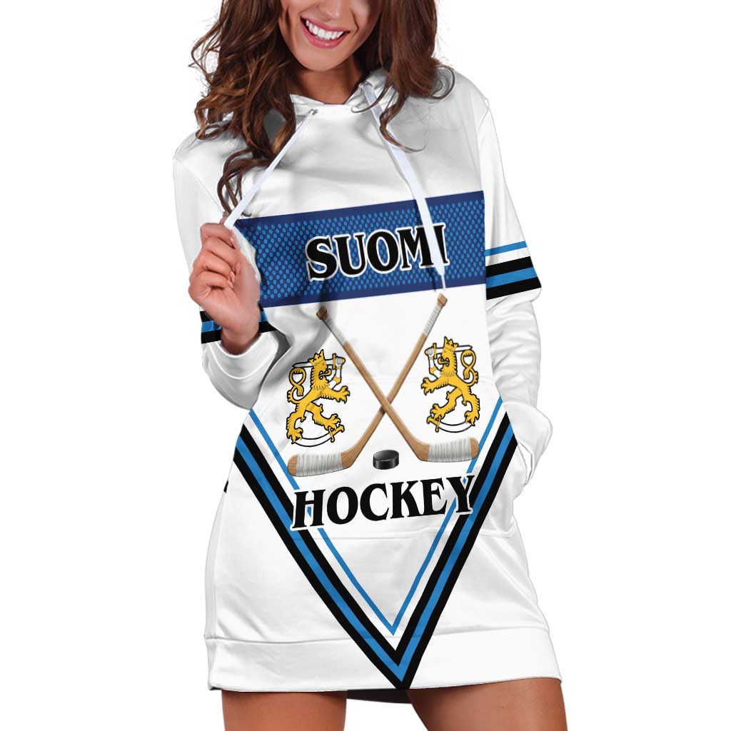 Finland Hockey Custom Hoodie Dress Suomi Lion Ice Pride 2026 White Version