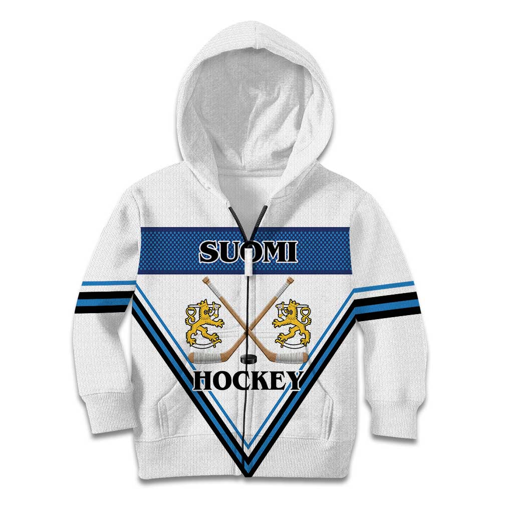 Finland Hockey Custom Kid Hoodie Suomi Lion Ice Pride 2026 White Version