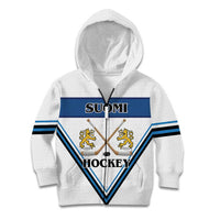 Finland Hockey Custom Kid Hoodie Suomi Lion Ice Pride 2026 White Version