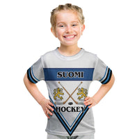 Finland Hockey Custom Kid T Shirt Suomi Lion Ice Pride 2026 White Version