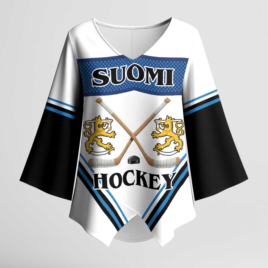 Finland Hockey Custom Kimono Sleeve Blouse Suomi Lion Ice Pride 2026 White Version
