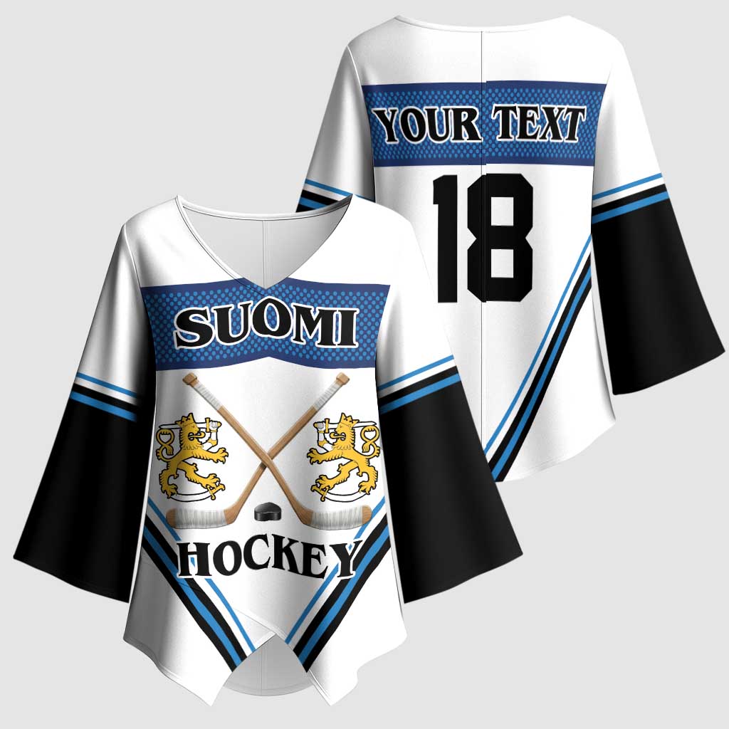 Finland Hockey Custom Kimono Sleeve Blouse Suomi Lion Ice Pride 2026 White Version