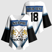 Finland Hockey Custom Kimono Sleeve Blouse Suomi Lion Ice Pride 2026 White Version