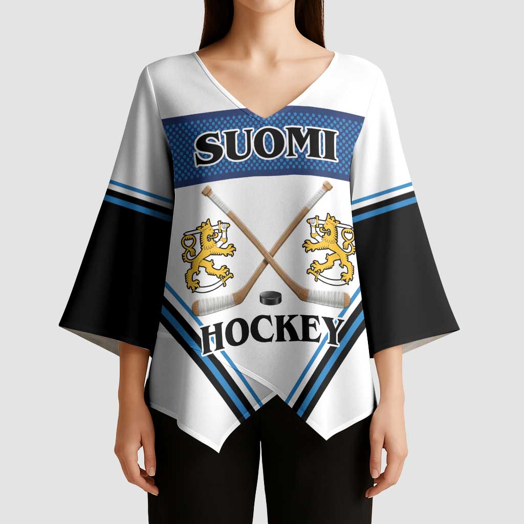 Finland Hockey Custom Kimono Sleeve Blouse Suomi Lion Ice Pride 2026 White Version