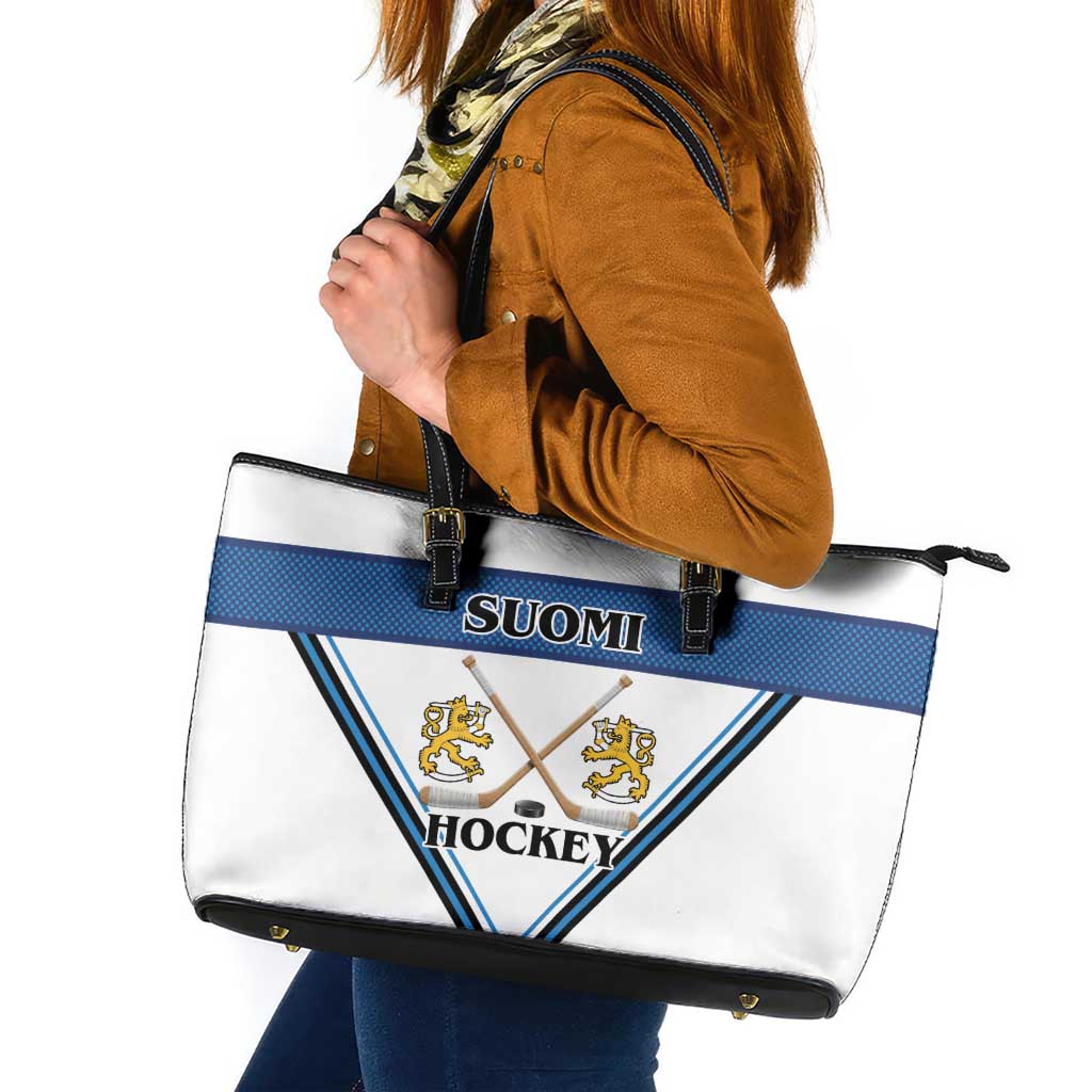 Finland Hockey Leather Tote Bag Suomi Lion Ice Pride 2026 White Version