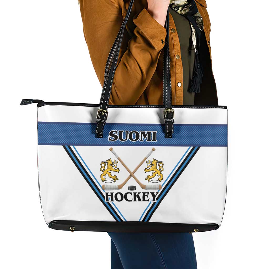 Finland Hockey Leather Tote Bag Suomi Lion Ice Pride 2026 White Version