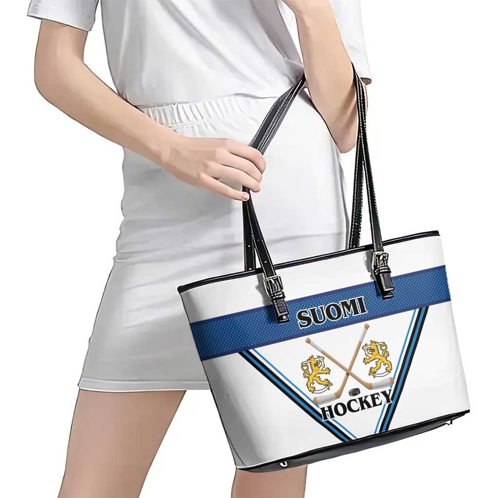 Finland Hockey Leather Tote Bag Suomi Lion Ice Pride 2026 White Version