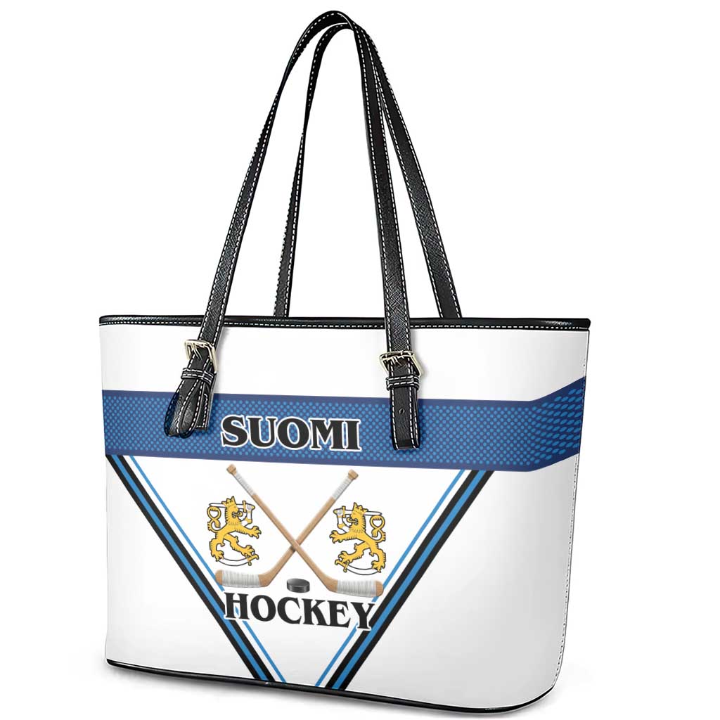 Finland Hockey Leather Tote Bag Suomi Lion Ice Pride 2026 White Version