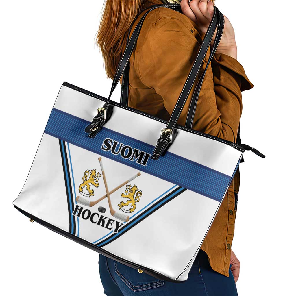 Finland Hockey Leather Tote Bag Suomi Lion Ice Pride 2026 White Version