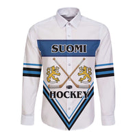 Finland Hockey Custom Long Sleeve Button Shirt Suomi Lion Ice Pride 2026 White Version