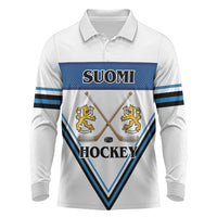 Finland Hockey Custom Long Sleeve Polo Shirt Suomi Lion Ice Pride 2026 White Version