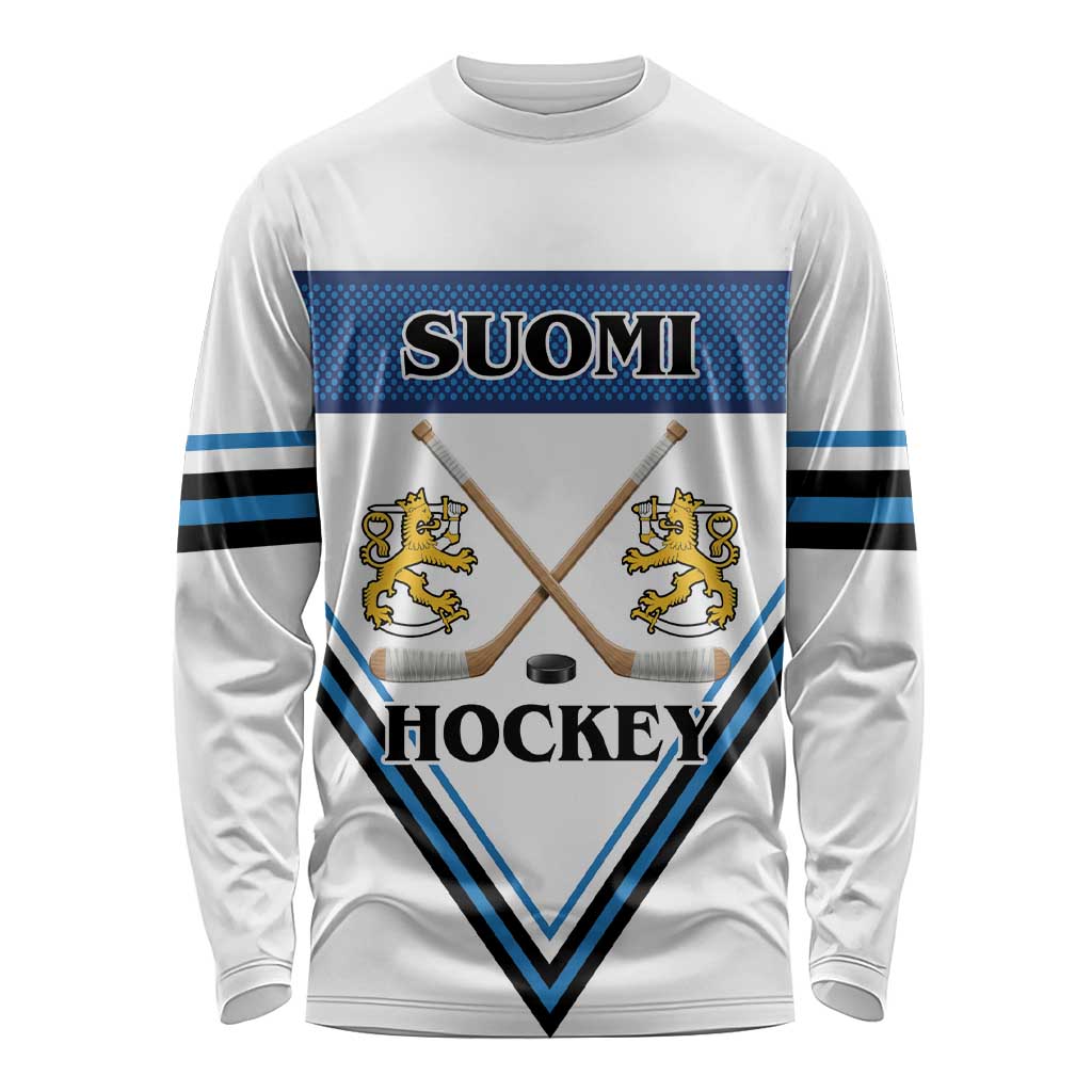 Finland Hockey Custom Long Sleeve Shirt Suomi Lion Ice Pride 2026 White Version