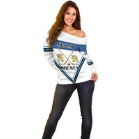 Finland Hockey Custom Off Shoulder Sweater Suomi Lion Ice Pride 2026 White Version