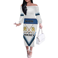 Finland Hockey Custom Off The Shoulder Long Sleeve Dress Suomi Lion Ice Pride 2026 White Version