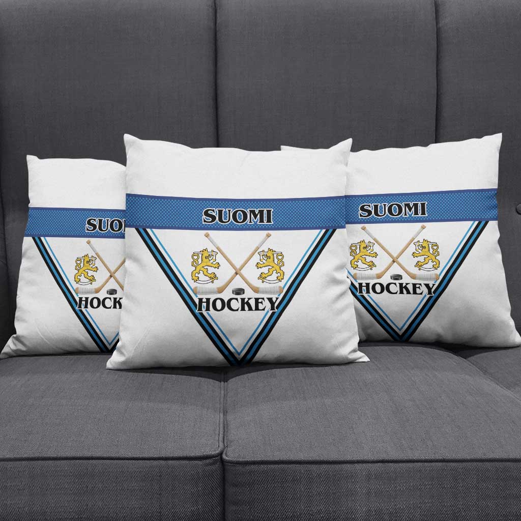 Finland Hockey Pillow Cover Suomi Lion Ice Pride 2026 White Version