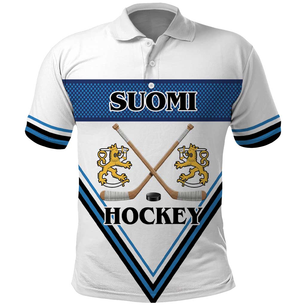 Finland Hockey Custom Polo Shirt Suomi Lion Ice Pride 2026 White Version