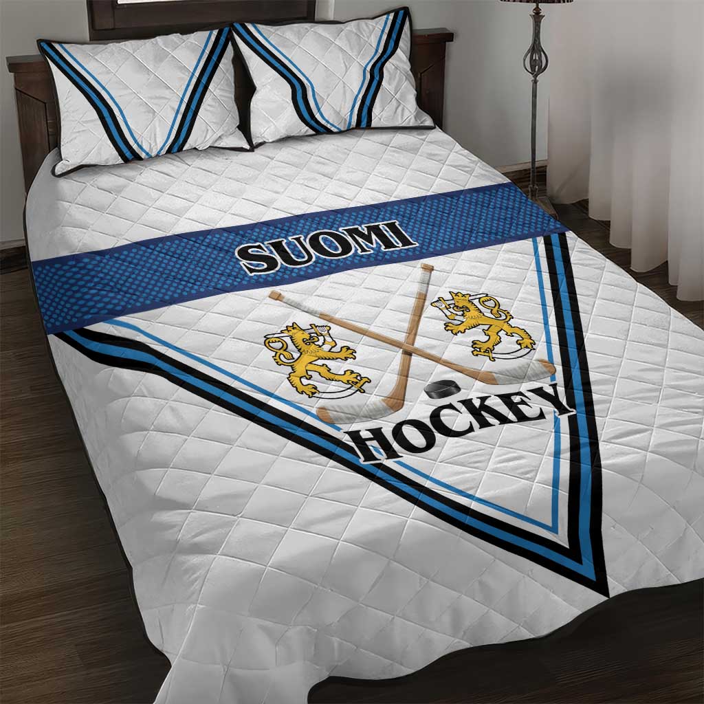 Finland Hockey Quilt Bed Set Suomi Lion Ice Pride 2026 White Version