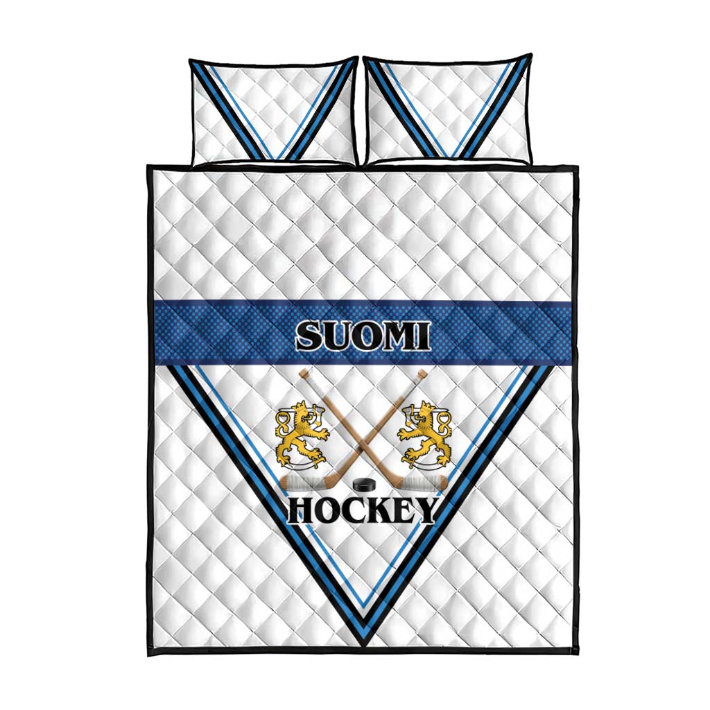 Finland Hockey Quilt Bed Set Suomi Lion Ice Pride 2026 White Version