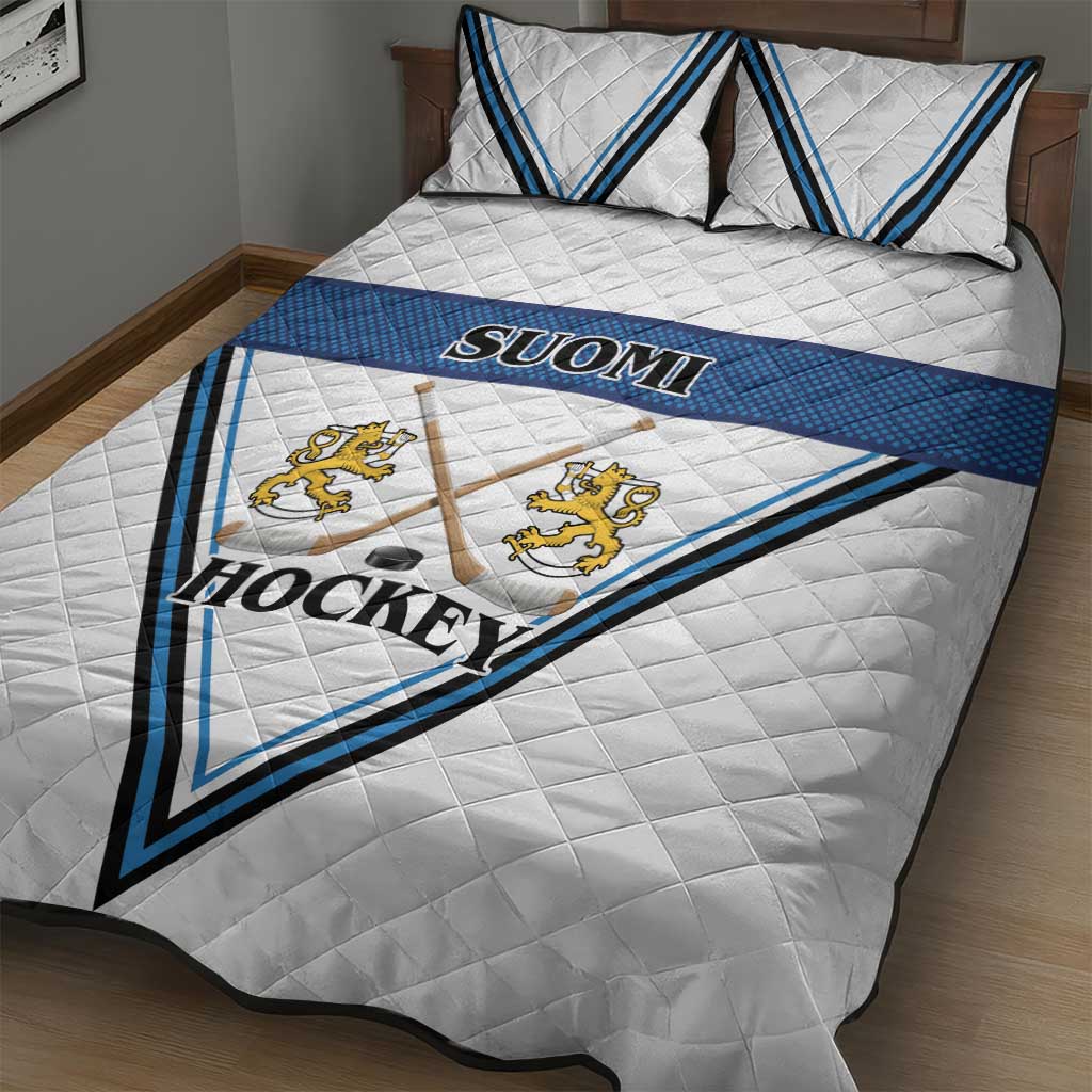 Finland Hockey Quilt Bed Set Suomi Lion Ice Pride 2026 White Version