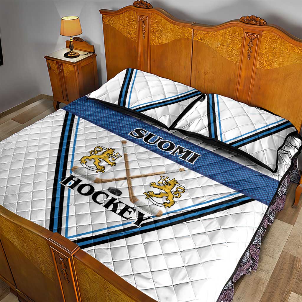 Finland Hockey Quilt Bed Set Suomi Lion Ice Pride 2026 White Version