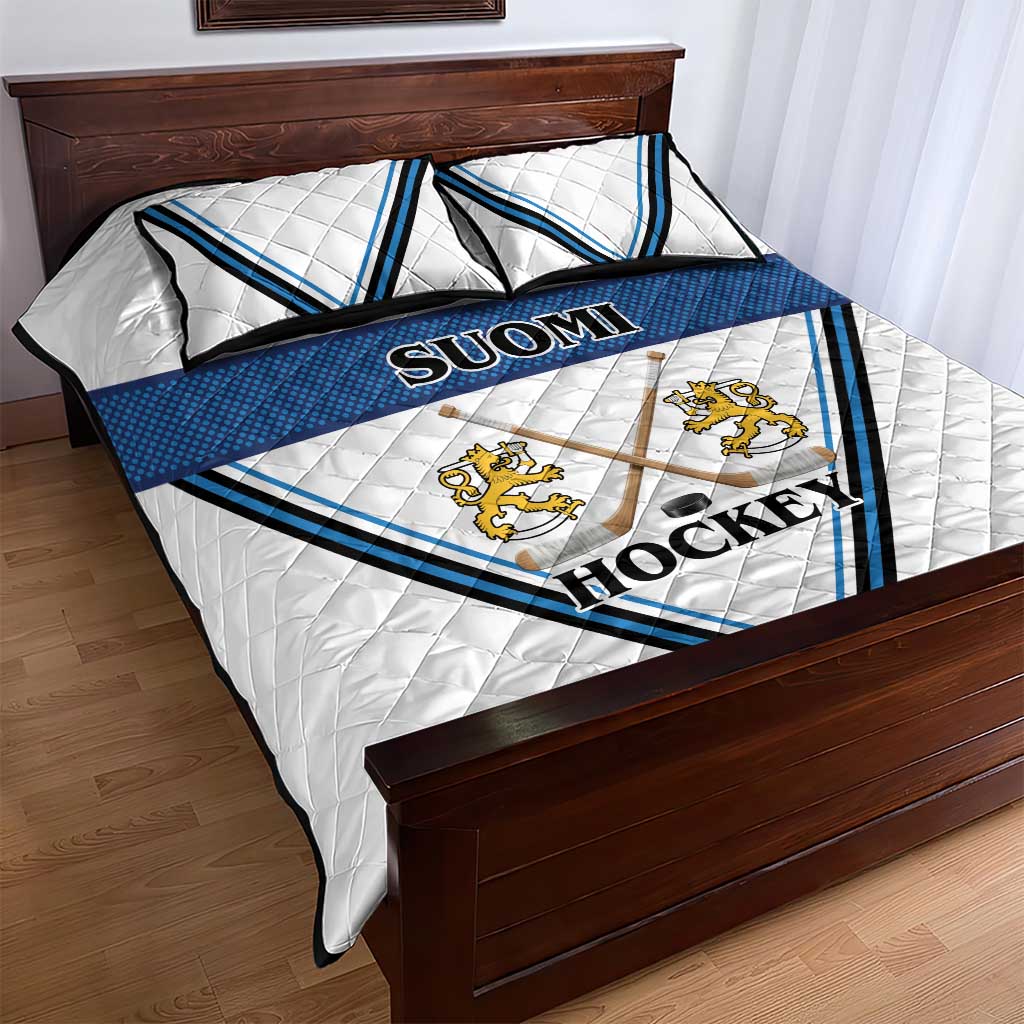 Finland Hockey Quilt Bed Set Suomi Lion Ice Pride 2026 White Version